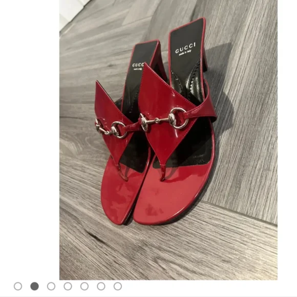 Gucci sandals slides red with horsebit silver hardware